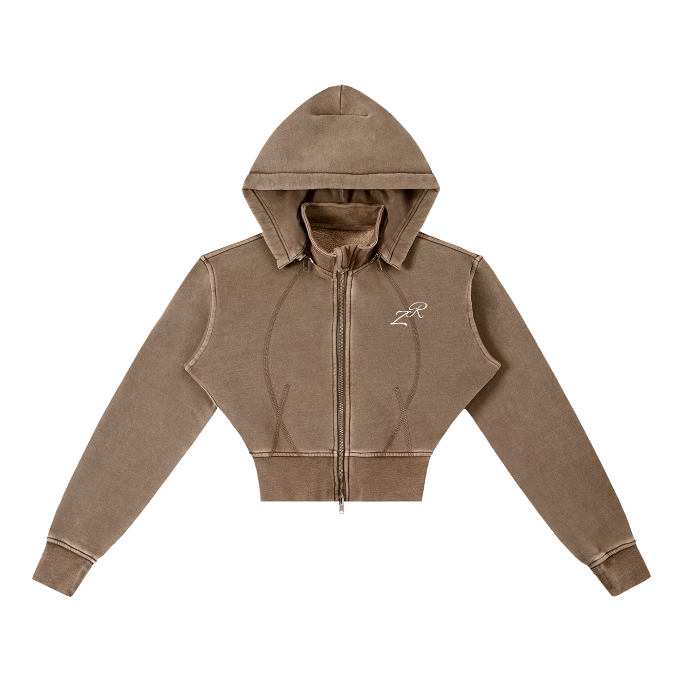 Vintage Washed Cropped Fleece Hoodie